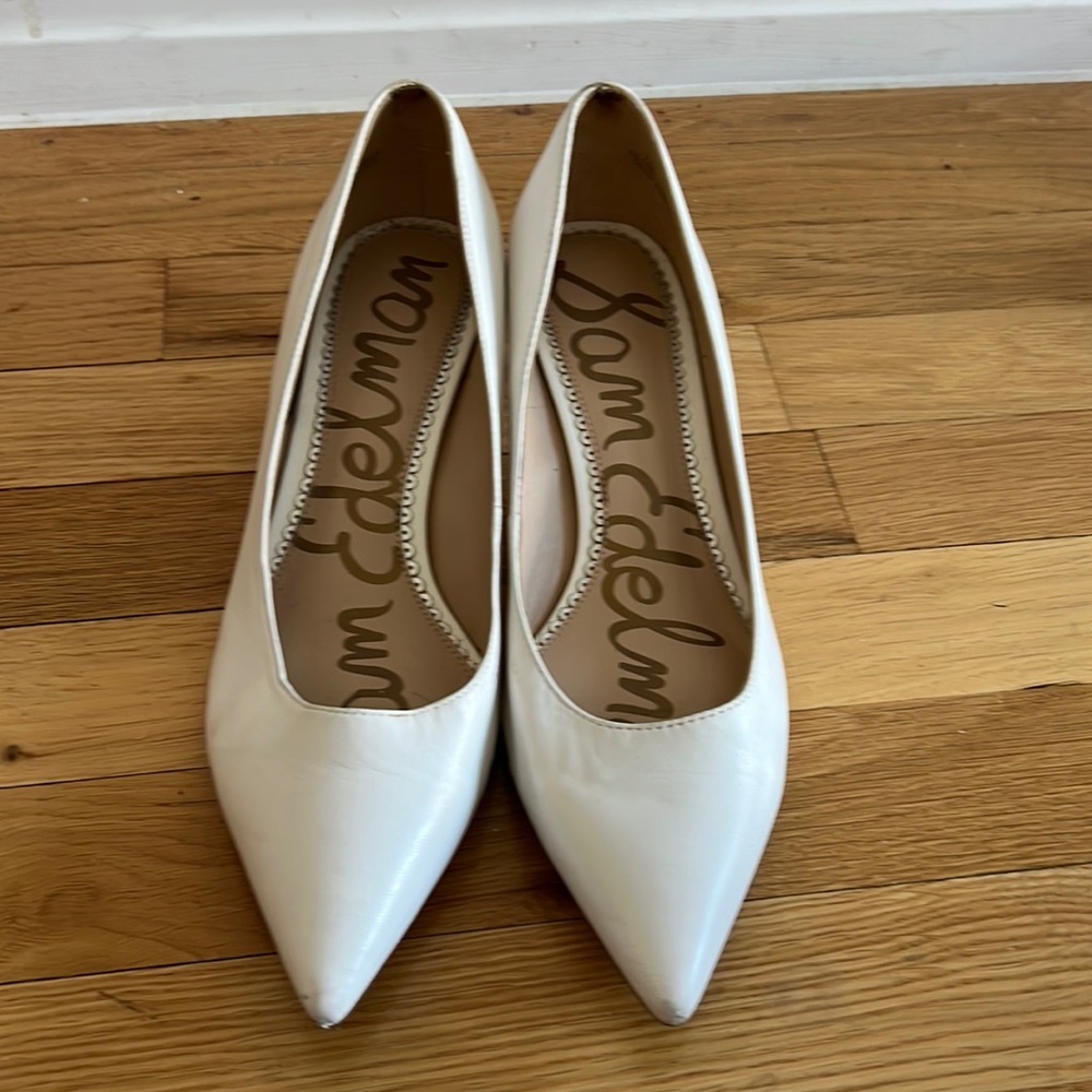 SAM EDELMAN Dori Kitten Heel Pumps Bright White - US 7.5